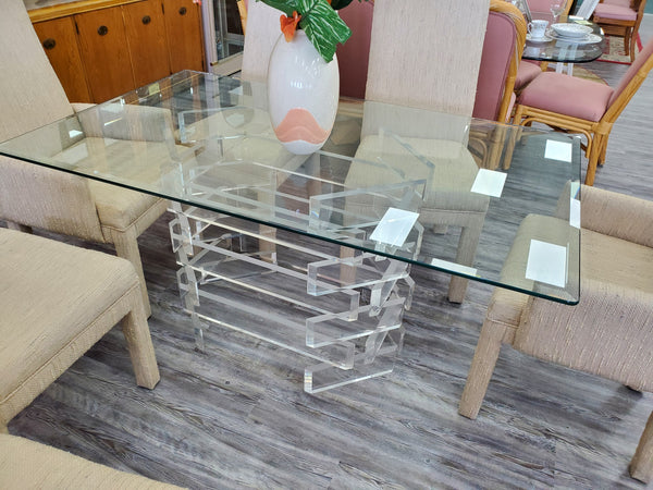 VINTAGE CHARLES HOLLIS JONES "style" LUCITE STACKED SCULPTURAL DINING ROOM TABLE