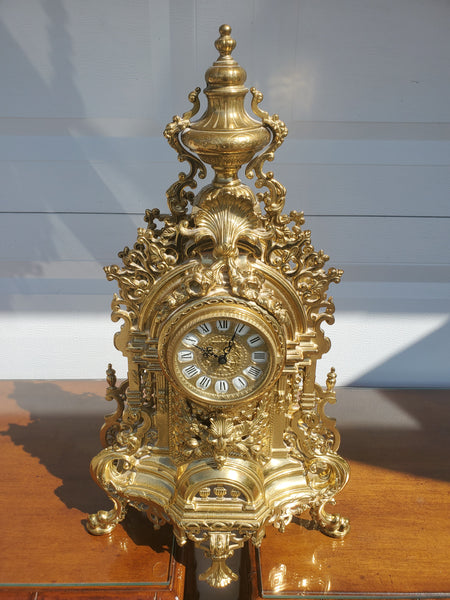 VINTAGE GERMAN FRANZ HERMLE MANTEL CLOCK ENCLOSED IN ITALIAN IMPERIAL CAST BRASS ~ MISC