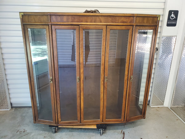 VINTAGE DREXEL HERITAGE ACCOLADE CAMPAIGN TWO PIECE ILLUMINATING CHINA CABINET