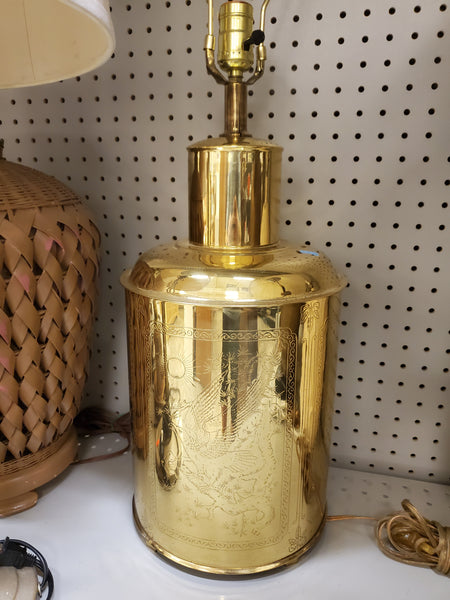 VINTAGE BRASS CHINOISERIE CANISTER LAMPS (2)