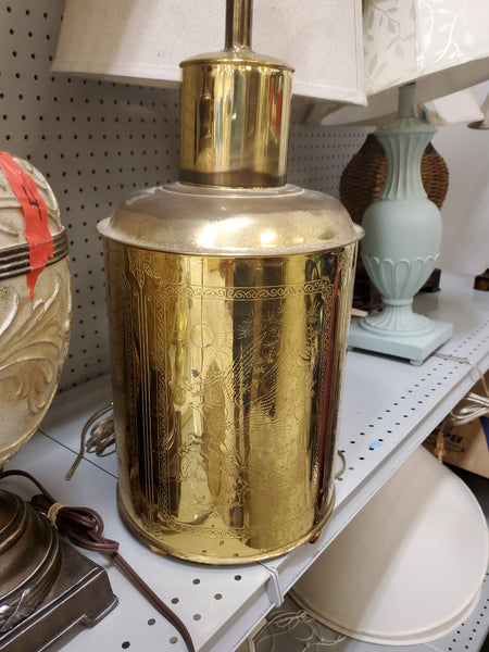 VINTAGE BRASS CHINOISERIE CANISTER LAMPS (2)