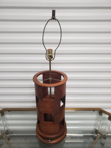 VINTAGE MID CENTURY MODERN WALNUT 'HOLEY' LAMP