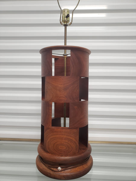 VINTAGE MID CENTURY MODERN WALNUT 'HOLEY' LAMP