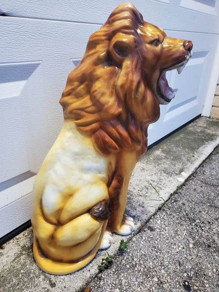 VINTAGE ITALIAN MAJOLICA LARGE CERAMIC LION ~ MISC