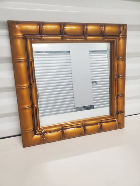 VINTAGE SQUARE CHUNKY FAUX BAMBOO MIRROR