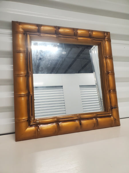 VINTAGE SQUARE CHUNKY FAUX BAMBOO MIRROR