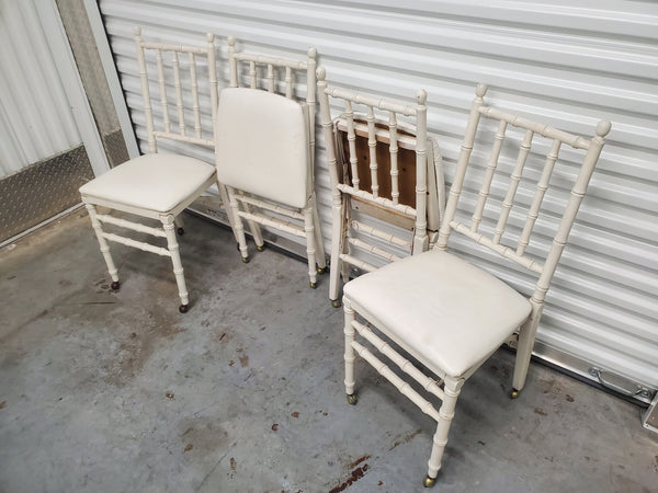 VINTAGE STAKMORE/ STACKMATE FAUX BAMBOO FOLDING DINING CHAIRS ON CASTORS (4) ~ MISC