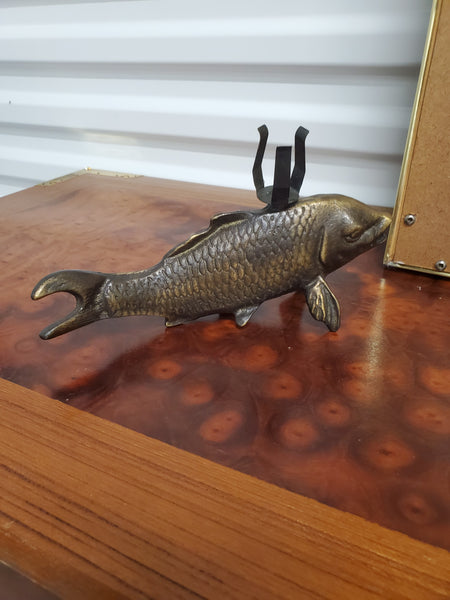 VINTAGE BRASS KOI FISH CANDLEHOLDERS (2) ~ MISC