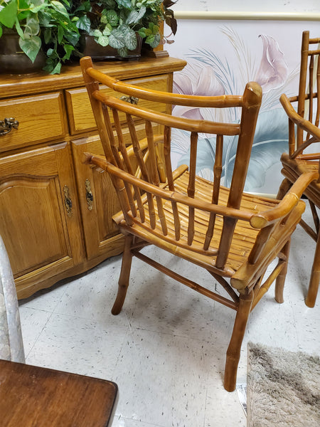 VINTAGE WOOD FAUX BAMBOO/BAMBOO ARMCHAIR/CAPTAINS CHAIR/ACCENT CHAIR (2 AVAILABLE)