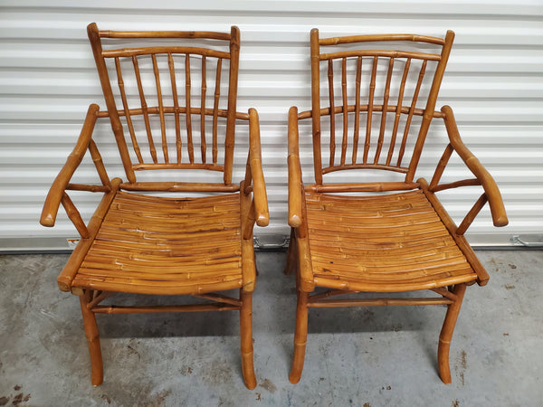 VINTAGE WOOD FAUX BAMBOO/BAMBOO ARMCHAIR/CAPTAINS CHAIR/ACCENT CHAIR (2 AVAILABLE)