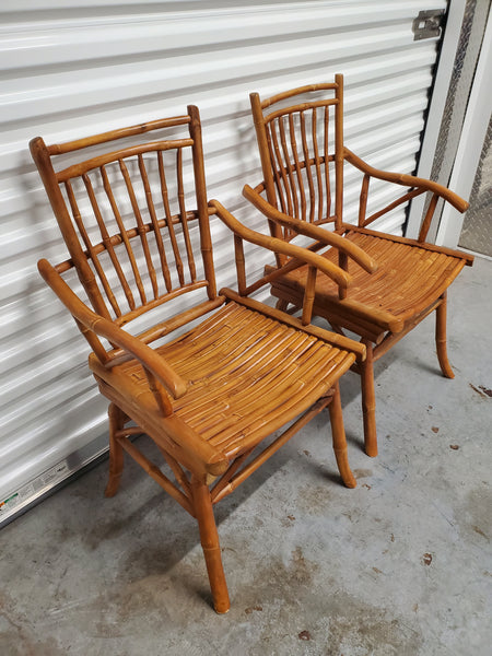 VINTAGE WOOD FAUX BAMBOO/ BAMBOO ARMCHAIR/ CAPTAINS CHAIR/ ACCENT CHAIR (2 AVAILABLE)