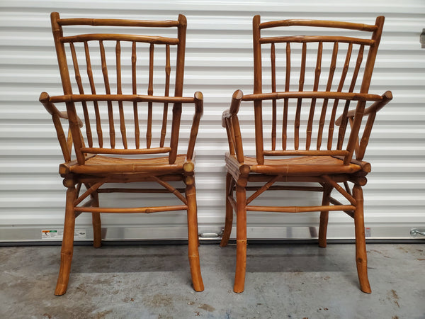 VINTAGE WOOD FAUX BAMBOO/BAMBOO ARMCHAIR/CAPTAINS CHAIR/ACCENT CHAIR (2 AVAILABLE)