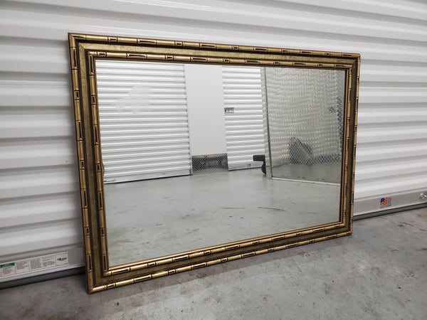 VINTAGE BLACK/GOLD FAUX BAMBOO MIRROR