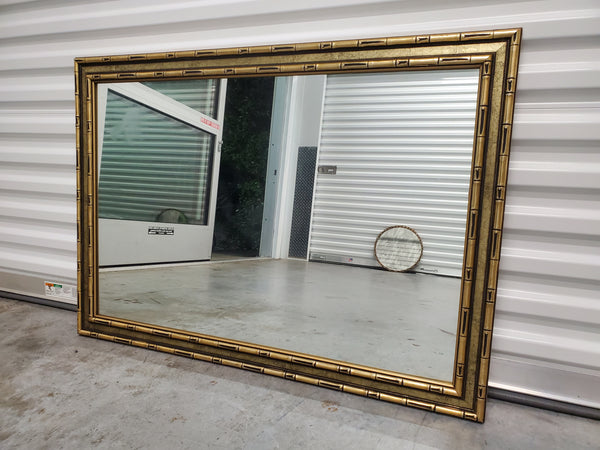 VINTAGE BLACK/GOLD FAUX BAMBOO MIRROR