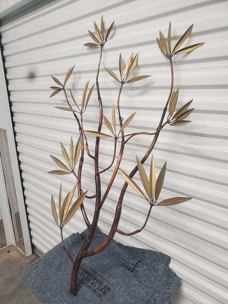 VINTAGE MID CENTURY MODERN SIGNED BRASS/ COPPER FLORAL WALL DECOR ~ MISC