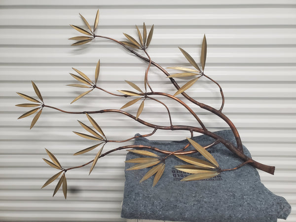 VINTAGE MID CENTURY MODERN SIGNED BRASS/ COPPER FLORAL WALL DECOR ~ MISC