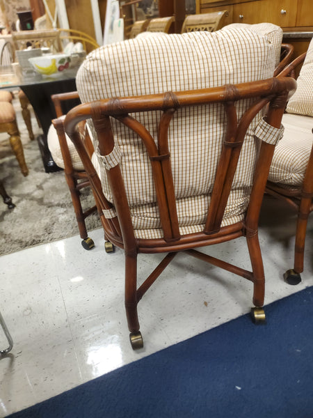 FICKS REED O/S RATTAN ROLLING DINING CHAIRS (4)