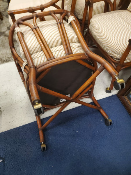 FICKS REED O/S RATTAN ROLLING DINING CHAIRS (4)