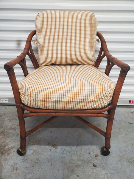FICKS REED RATTAN ROLLING DINING CHAIRS (4)