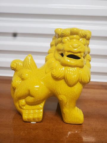 VINTAGE CRACKLED YELLA CERAMIC PORCELAIN FOO DOG/ LION/ DRAGON STATUE/ SCULPTURE~ MISC