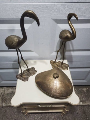 VINTAGE BRASS FRENCH FLAMINGOS 🦩💛🦩 (2) ~ MISC