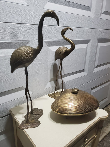 VINTAGE BRASS FRENCH FLAMINGOS 🦩💛🦩 (2) ~ MISC