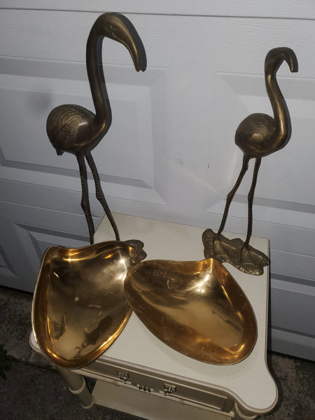 VINTAGE BRASS FRENCH FLAMINGOS 🦩💛🦩 (2) ~ MISC