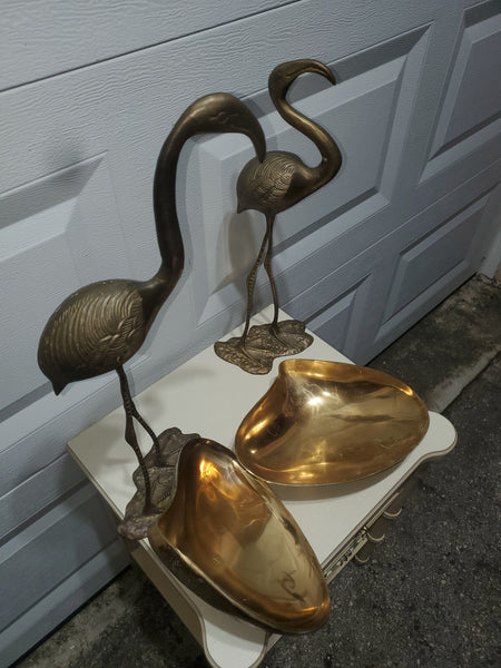 VINTAGE BRASS FRENCH FLAMINGOS 🦩💛🦩 (2) ~ MISC