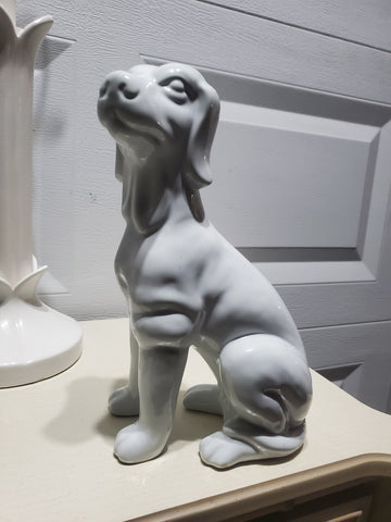 VINTAGE WHITE PORCELAIN CERAMIC PUPPY~DAWG ~ MISC