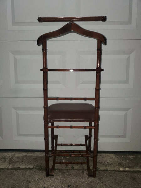 ANTIQUE/ VINTAGE FAUX BAMBOO MAHOGANY FOLDING WARDROBE VALET/ CADDY CHAIR ~ MISC