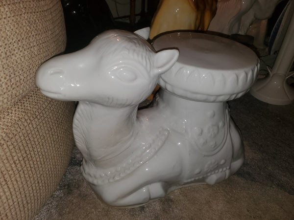 VINTAGE CERAMIC CAMEL PLANT STAND/ ACCENT TABLE ~ MISC