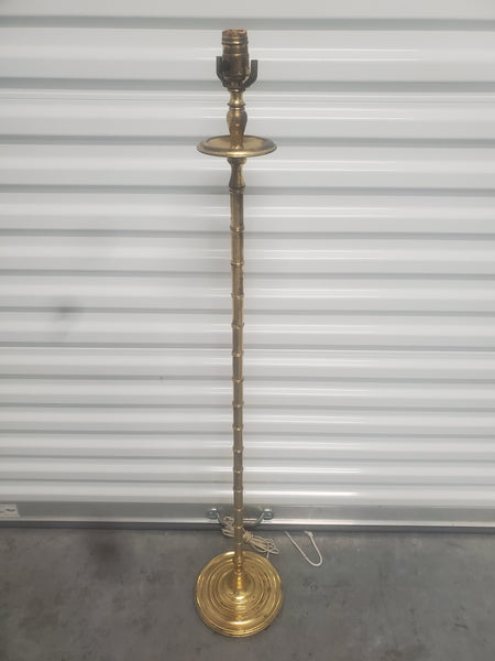 ANTIQUE/ VINTAGE BRASS BAMBOO FLOOR LAMP W/SHADE