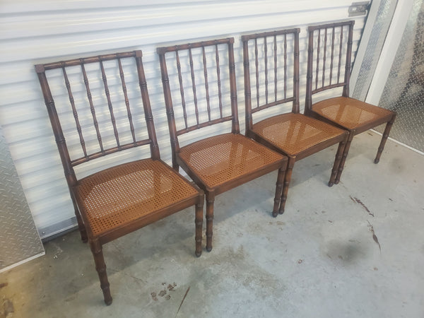 VINTAGE FAUX BAMBOO/CANE DINING CHAIRS (4)