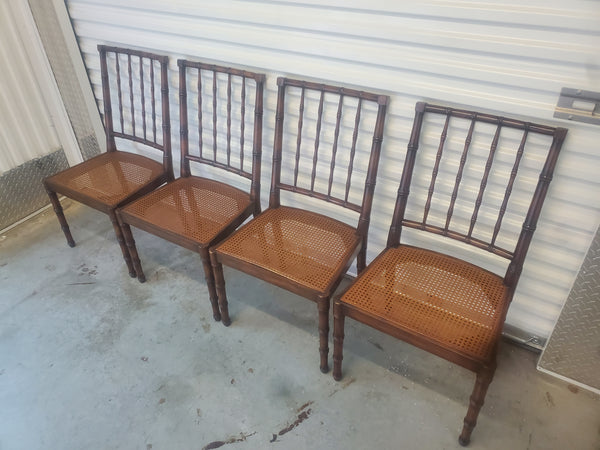 VINTAGE FAUX BAMBOO/CANE DINING CHAIRS (4)