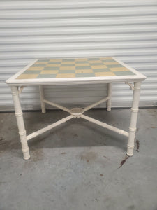 VINTAGE (LANE) FAUX BAMBOO DINING TABLE/ GAME TABLE W/FRETWORK