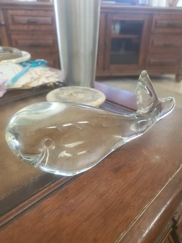 VINTAGE HIGH QUALITY ART GLASS CRYSTAL WHALE ~ MISC