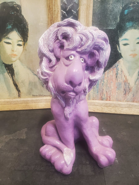 VINTAGE PURPLE CERAMIC LION 🦁🐷 PIGGY BANK ~ MISC