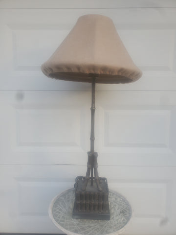 FREDERICK COOPER/TYNDALE'S OUTDOORABLES BRONZE FAUX BAMBOO/MARBLE OUTDOOR LAMP