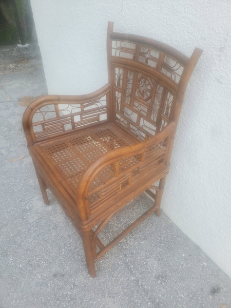 RED EGG INDOCHINE MANDARIN BAMBOO/RATTAN/CANE ACCENT CHAIR