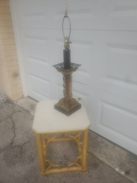 VINTAGE FICKS REED PLANT STAND/ACCENT/END TABLE W/FRETWORK