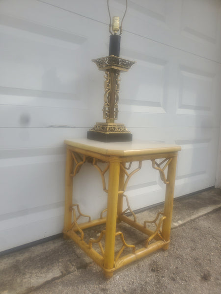VINTAGE FICKS REED PLANT STAND/ACCENT/END TABLE W/FRETWORK
