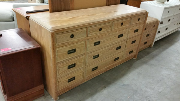 VINTAGE HENRY LINK RUSTIC PINE TRIPLE DRESSER