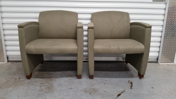 VINTAGE THE GUNLOCKE COMPANY UPHOLSTERED ACCENT CHAIRS (2)
