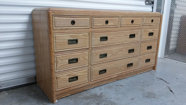 VINTAGE HENRY LINK RUSTIC PINE TRIPLE DRESSER