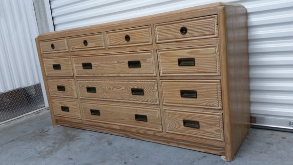 VINTAGE HENRY LINK RUSTIC PINE TRIPLE DRESSER