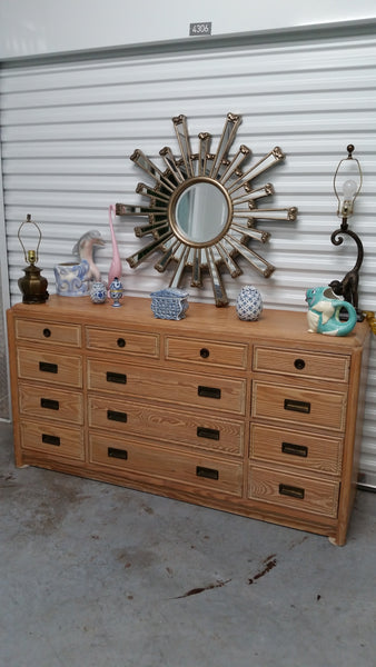 VINTAGE HENRY LINK RUSTIC PINE TRIPLE DRESSER