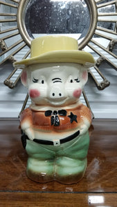 VINTAGE ROBINSON RANSBOTTOM POTTERY CO. SHERIFF PIGGY CERAMIC PUPPER NUMMIES / COOKIE JAR ~ MISC