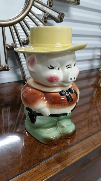 VINTAGE ROBINSON RANSBOTTOM POTTERY CO. SHERIFF PIGGY CERAMIC PUPPER NUMMIES / COOKIE JAR ~ MISC