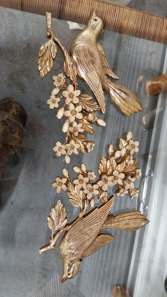 VINTAGE SYROCO MIRRORED BIRD & FLOWERS (2) ~ MISC