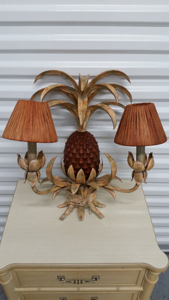 GARCIA IMPORTS PINEAPPLE PALM 2 LIGHT CANDELABRA WALL SCONCE W/SHADES ~ (CHANDELIER)